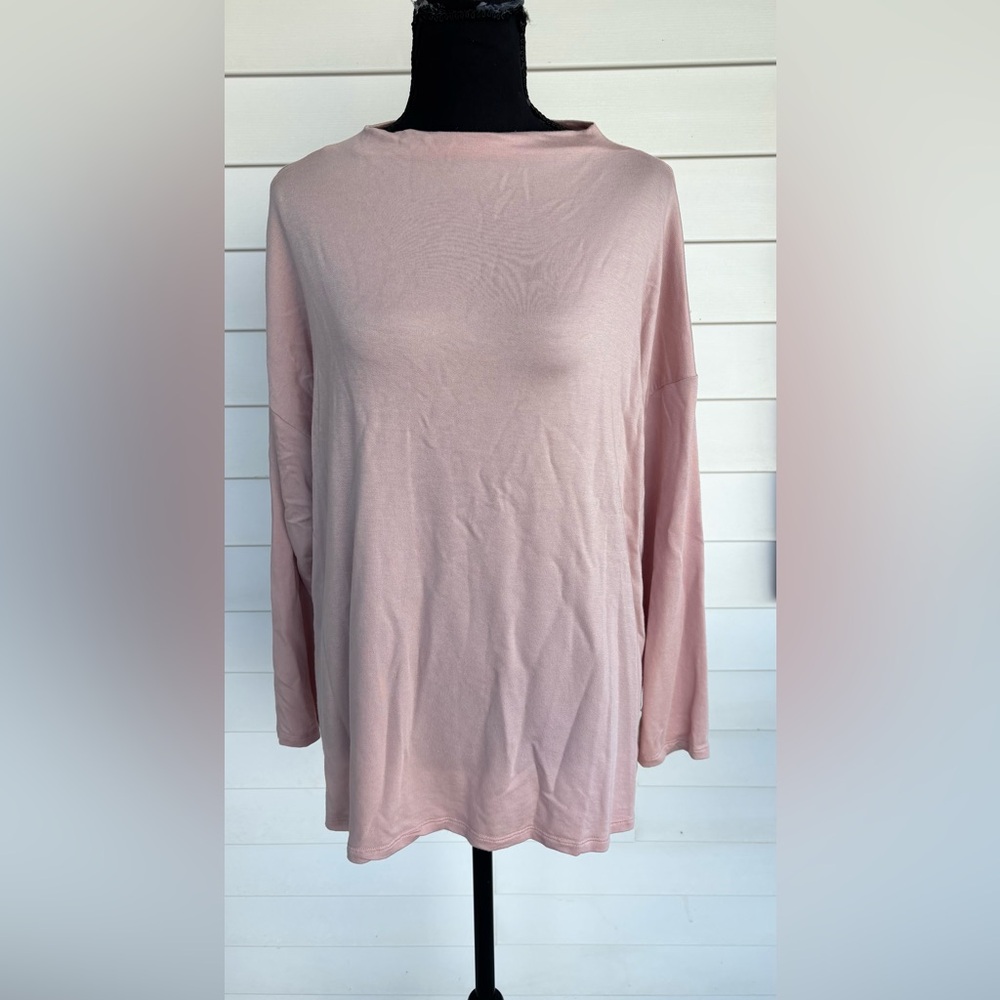 Eileen Fisher Light Pink Tunic Shirt Boat Neck Size Large
